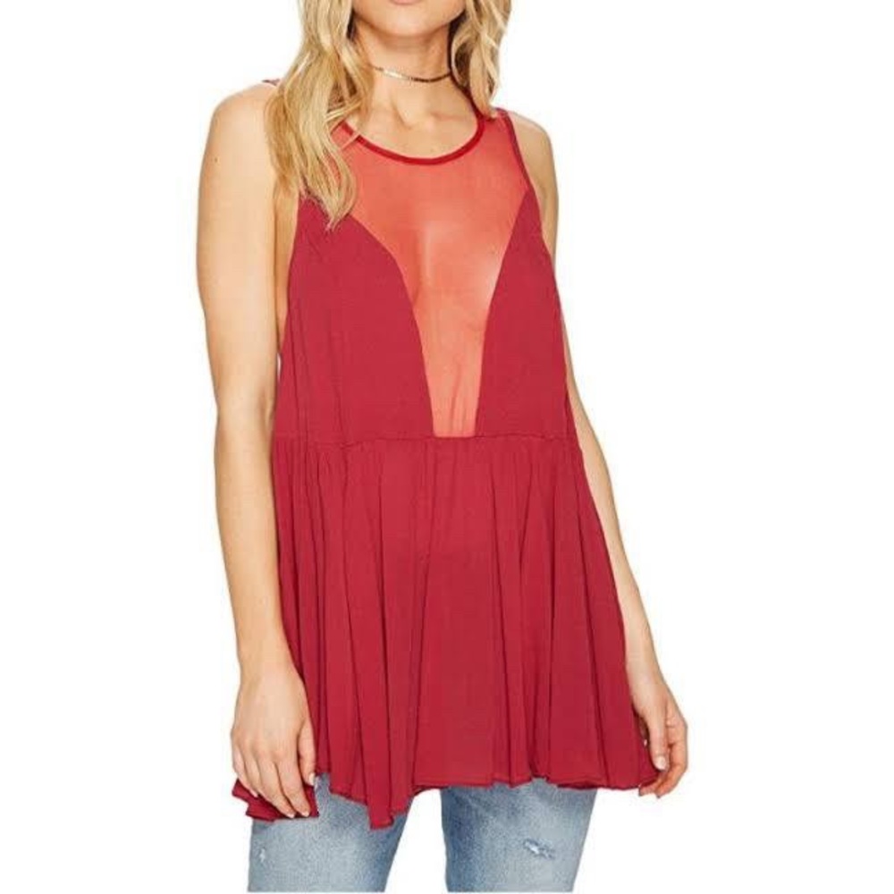 Free People Red Mesh Tank
